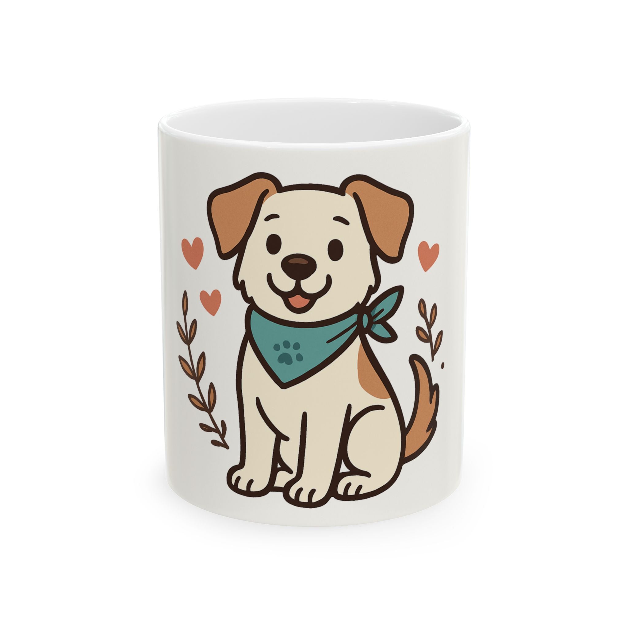 Cute Puppy Ceramic Mug — Adorable Dog Illustration Coffee Cup (11oz, 15oz)