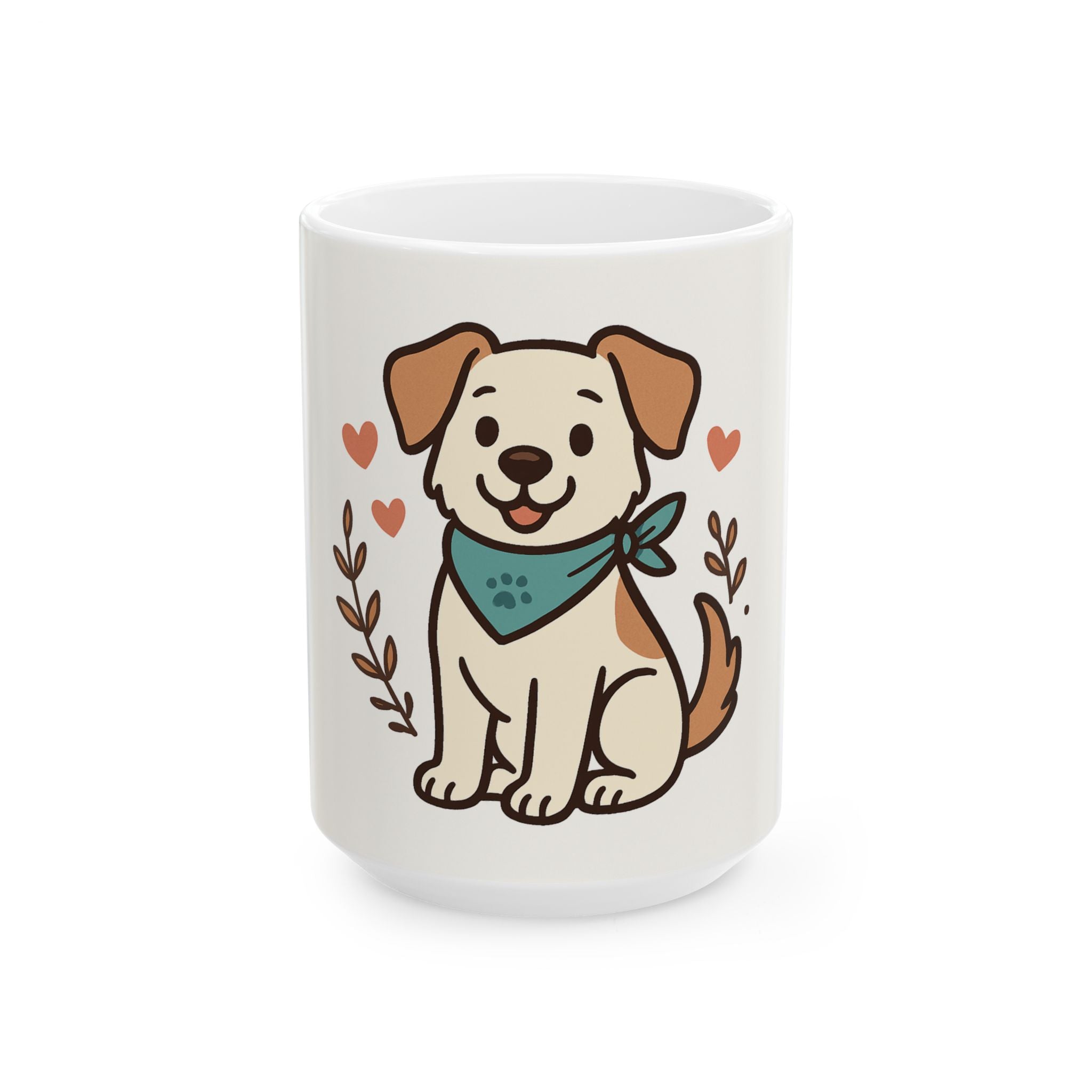Cute Puppy Ceramic Mug — Adorable Dog Illustration Coffee Cup (11oz, 15oz)