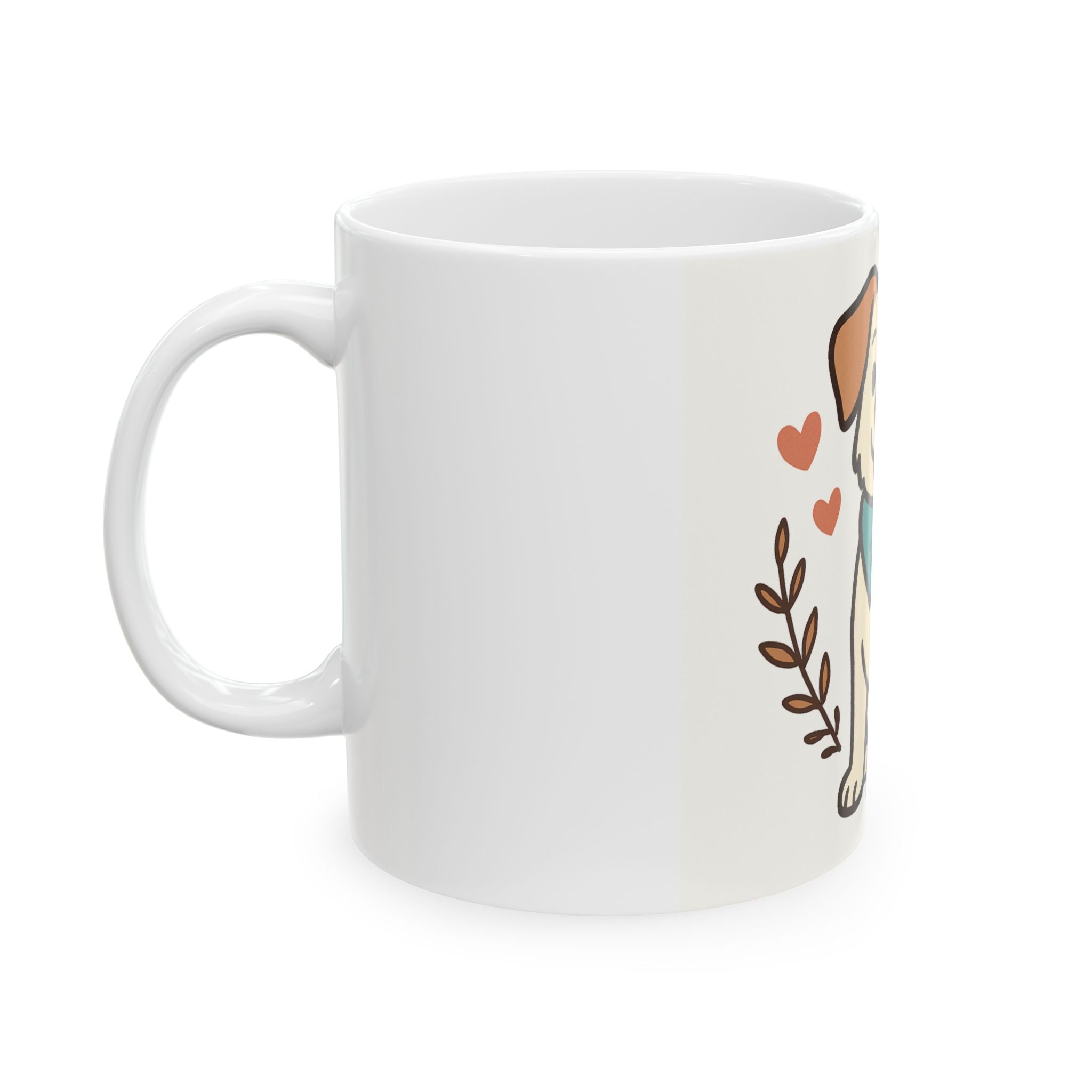 Cute Puppy Ceramic Mug — Adorable Dog Illustration Coffee Cup (11oz, 15oz)